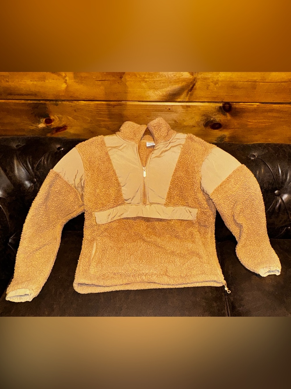 Victoria’s Secret PINK Sherpa Fleece Quarter Zip Pullover Tan Jacket